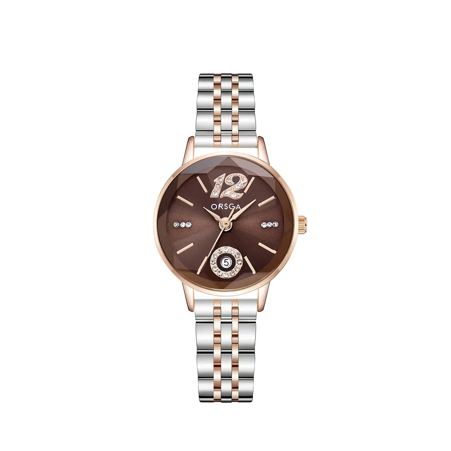 Orsga Diamond Encrusted Women's Watch Rose Gold Waterproof - Image 4