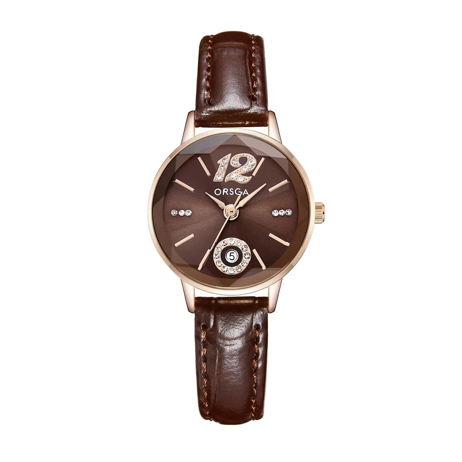 Orsga Diamond Encrusted Women's Watch Rose Gold Waterproof - Image 5