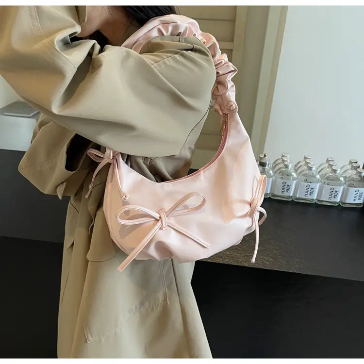 Cute Pleated Bow Shoulder Bag for Women — feature 11