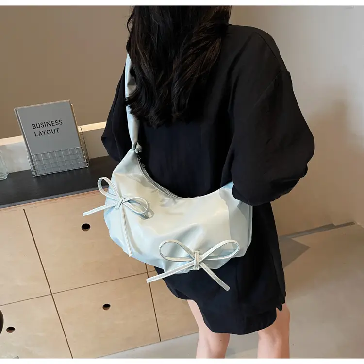 Cute Pleated Bow Shoulder Bag for Women — feature 13