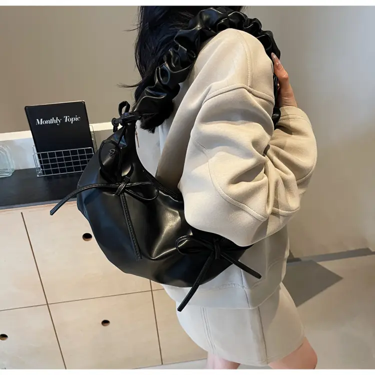 Cute Pleated Bow Shoulder Bag for Women — feature 16