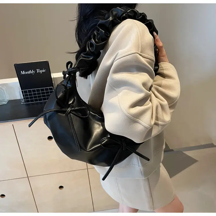 Cute Pleated Bow Shoulder Bag for Women — feature 17