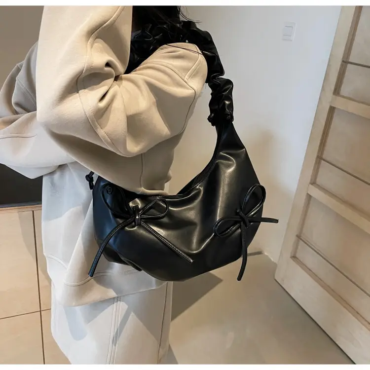 Cute Pleated Bow Shoulder Bag for Women — feature 18