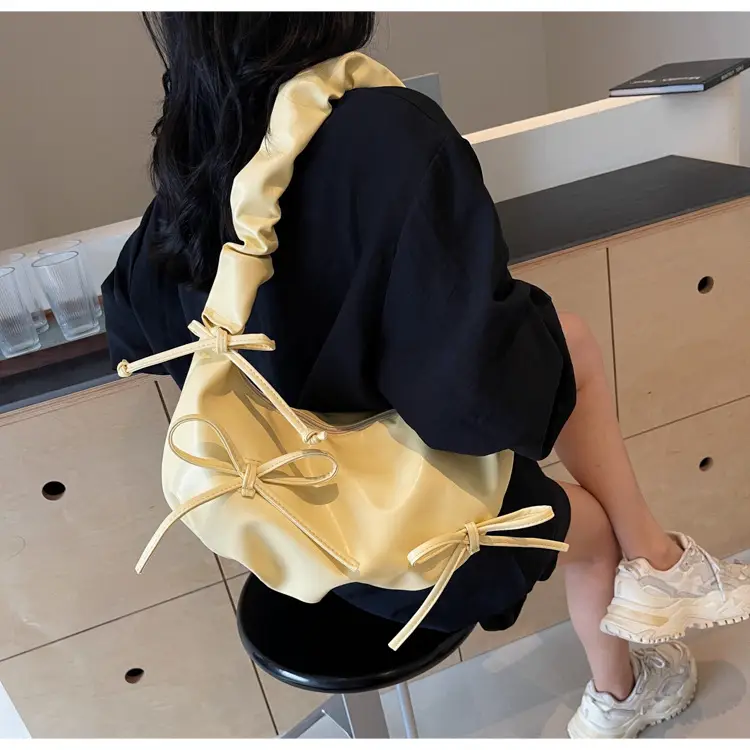 Cute Pleated Bow Shoulder Bag for Women — feature 20