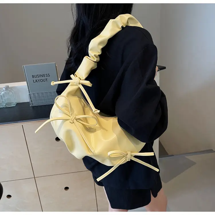 Cute Pleated Bow Shoulder Bag for Women — feature 21