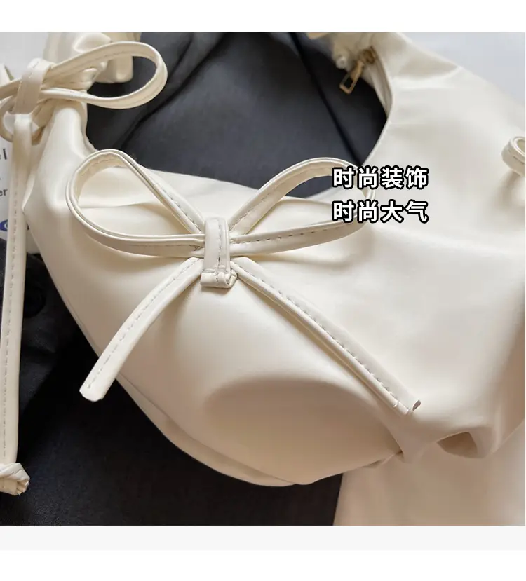 Cute Pleated Bow Shoulder Bag for Women — feature 5