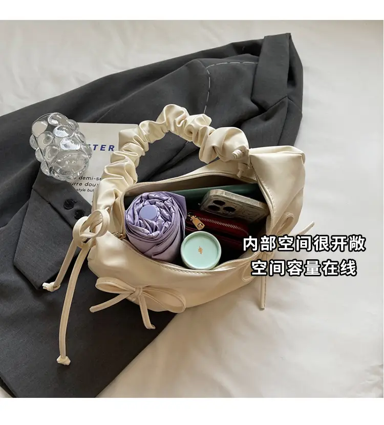 Cute Pleated Bow Shoulder Bag for Women — feature 6