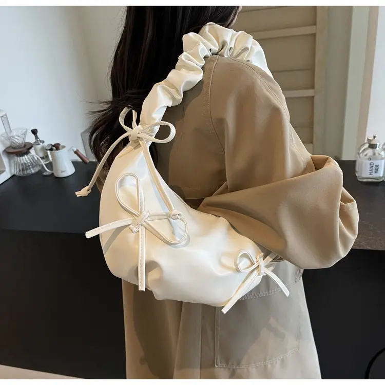 Cute Pleated Bow Shoulder Bag for Women — feature 8