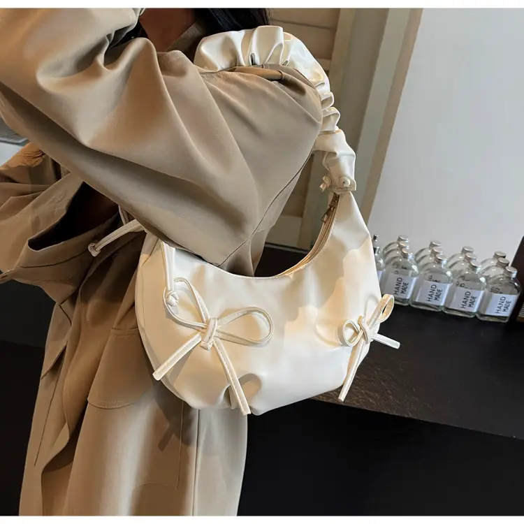 Cute Pleated Bow Shoulder Bag for Women — feature 9