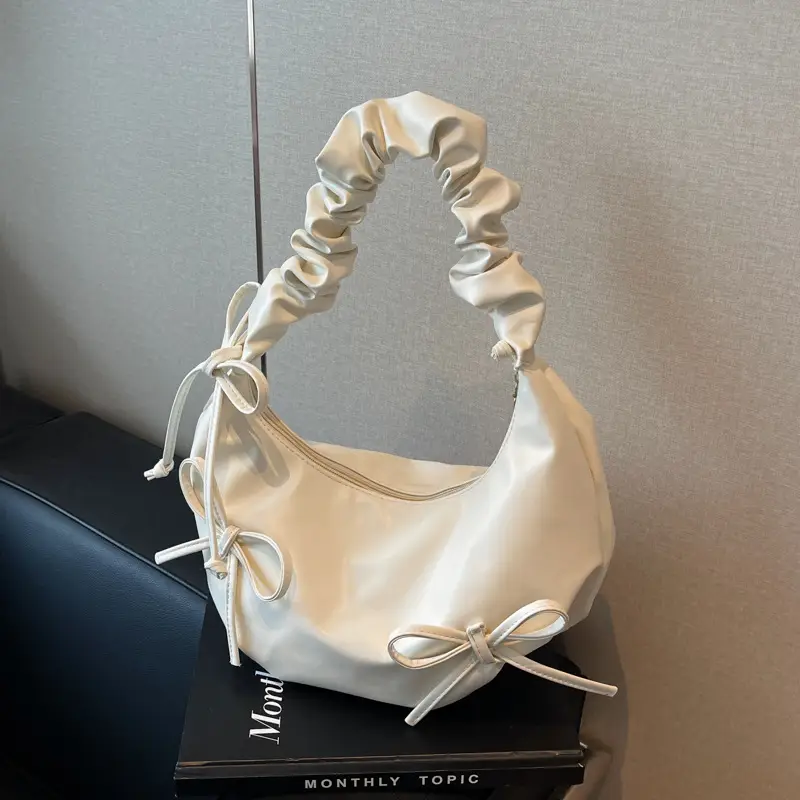 Cute Pleated Bow Shoulder Bag for Women - Image 2