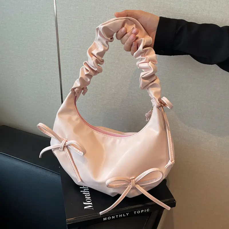 Cute Pleated Bow Shoulder Bag for Women - Image 3
