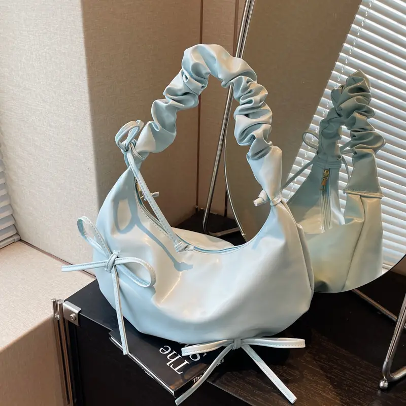 Cute Pleated Bow Shoulder Bag for Women - Image 4