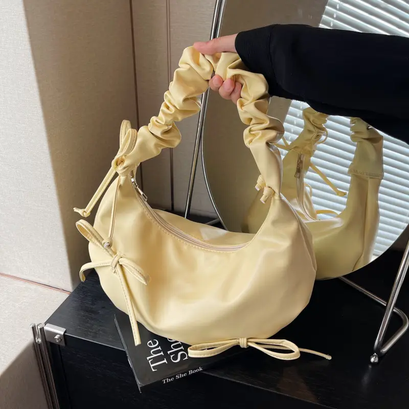 Cute Pleated Bow Shoulder Bag for Women - Image 5