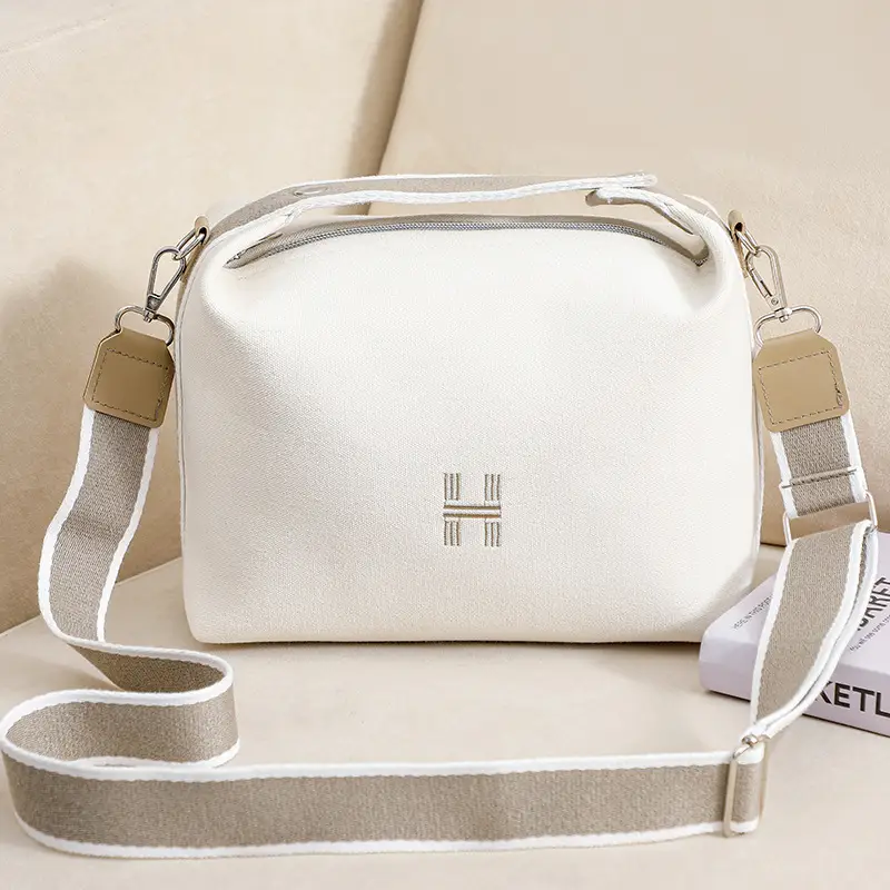Pink Korean Style Canvas Crossbody Bag for Women