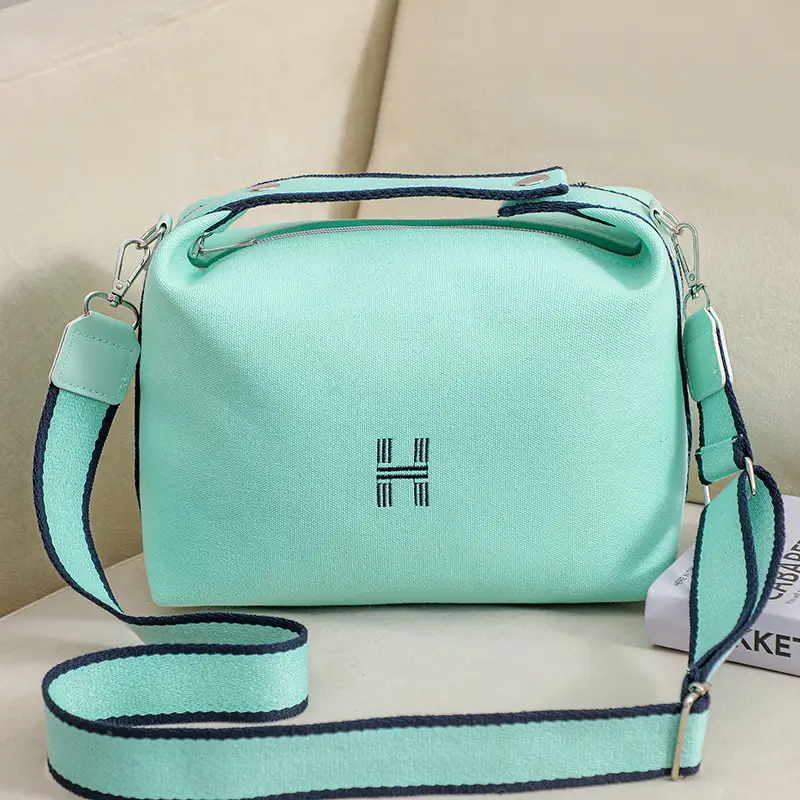 Pink Korean Style Canvas Crossbody Bag for Women