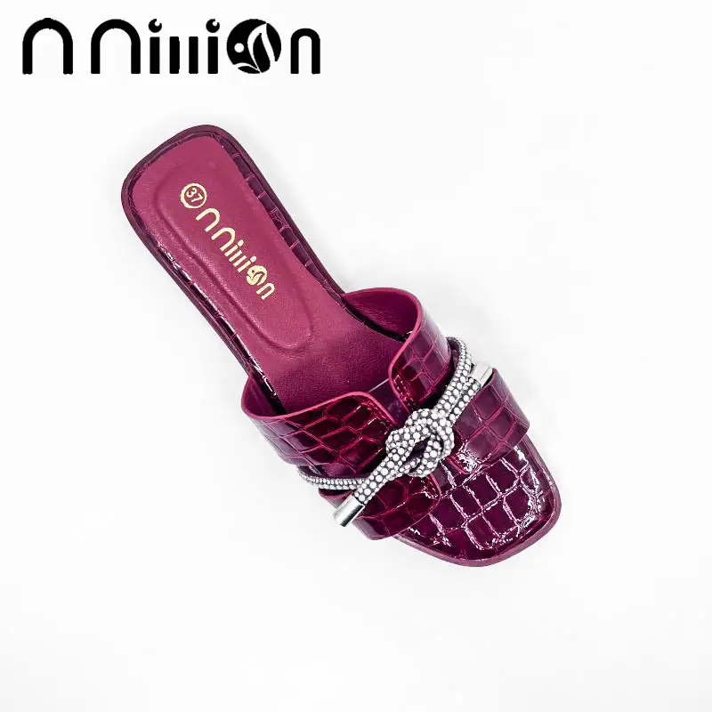 2025 Rhinestone Women's Black Flat Slippers — feature 8