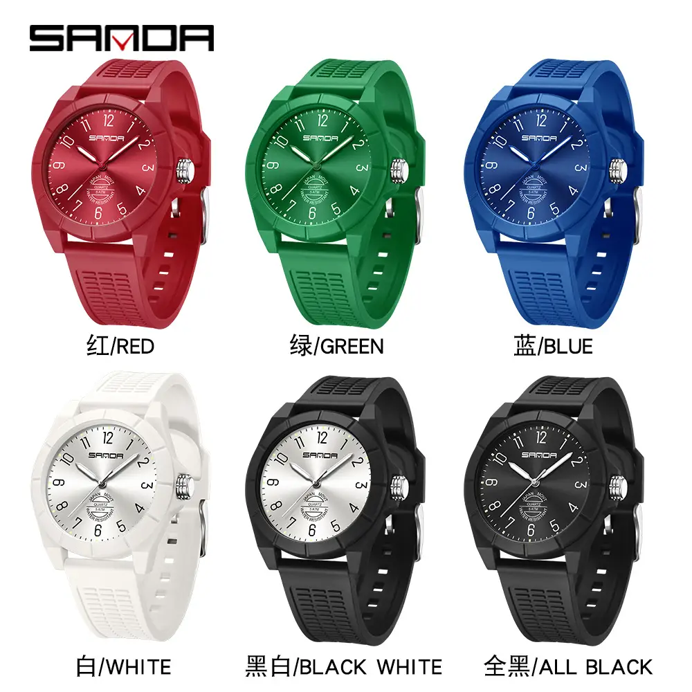 Sanda Quartz Watch Waterproof Large Dial Silent Male Female Exam Wristwatch - Image 10