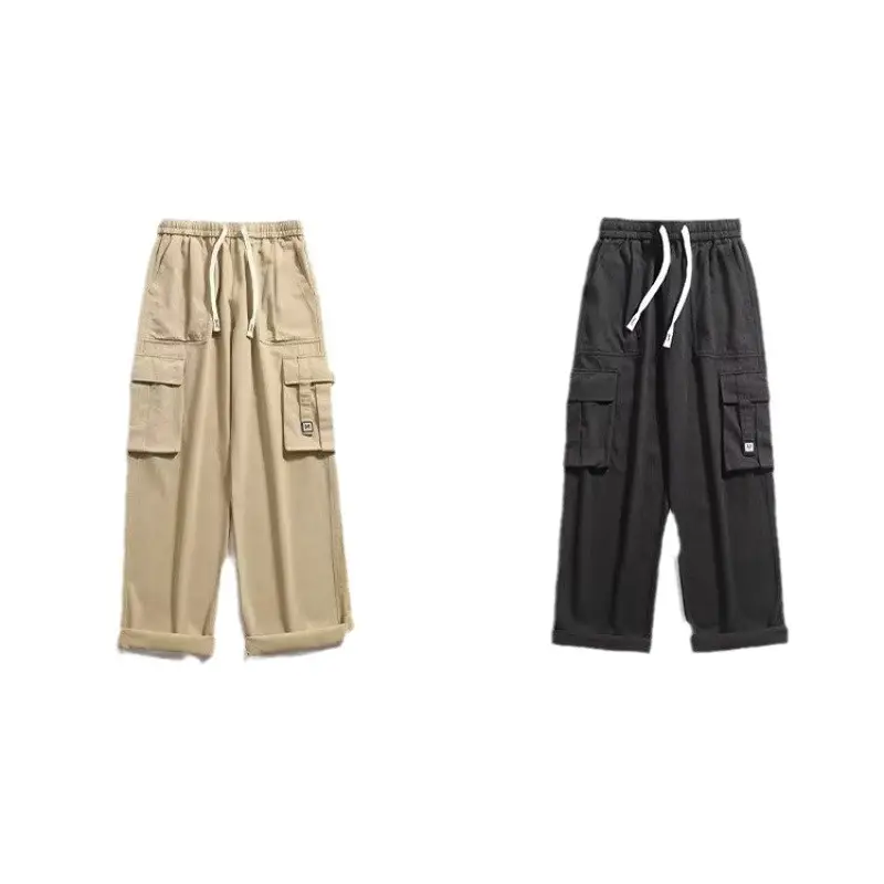 Men Green Cargo Pants Spring Summer Loose Straight Fit