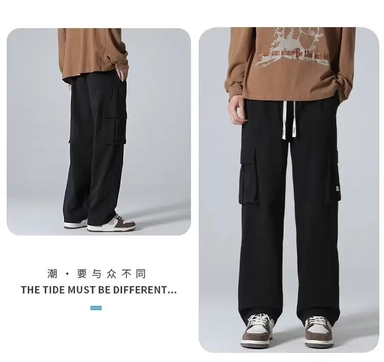 Men Green Cargo Pants Spring Summer Loose Straight Fit — feature 2