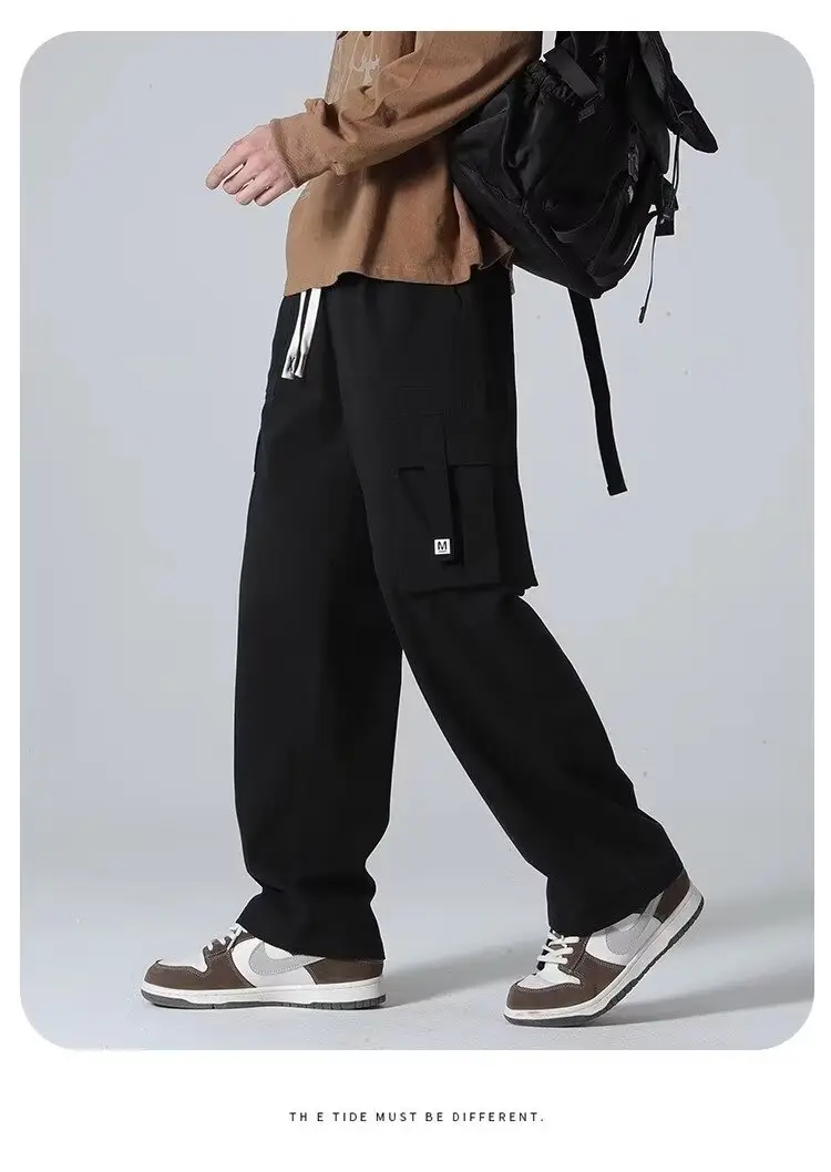 Men Green Cargo Pants Spring Summer Loose Straight Fit — feature 3