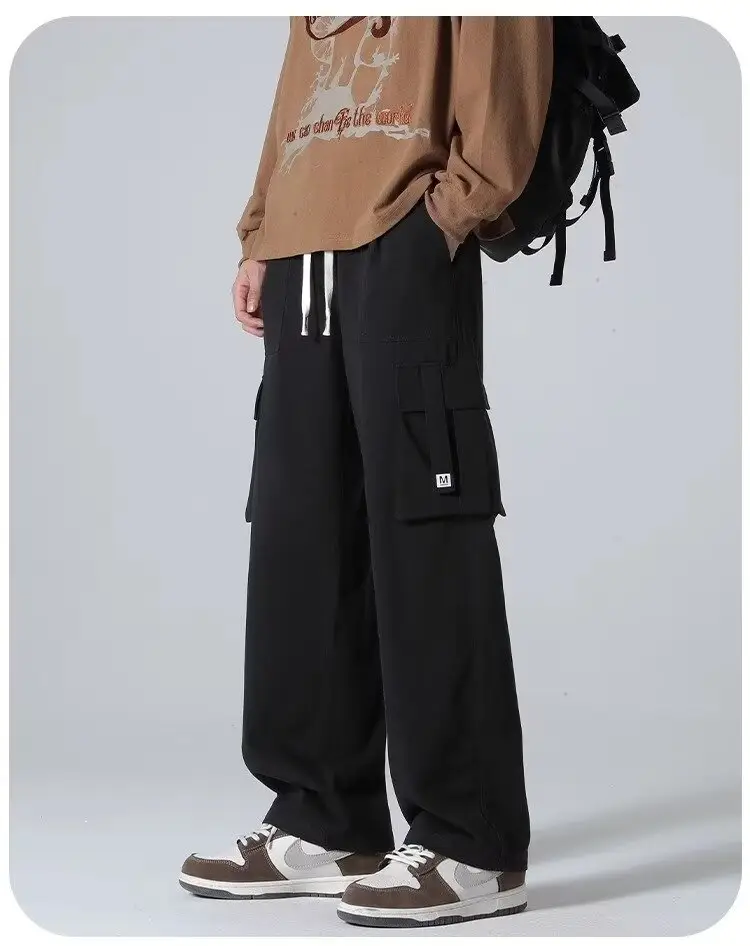 Men Green Cargo Pants Spring Summer Loose Straight Fit — feature 4