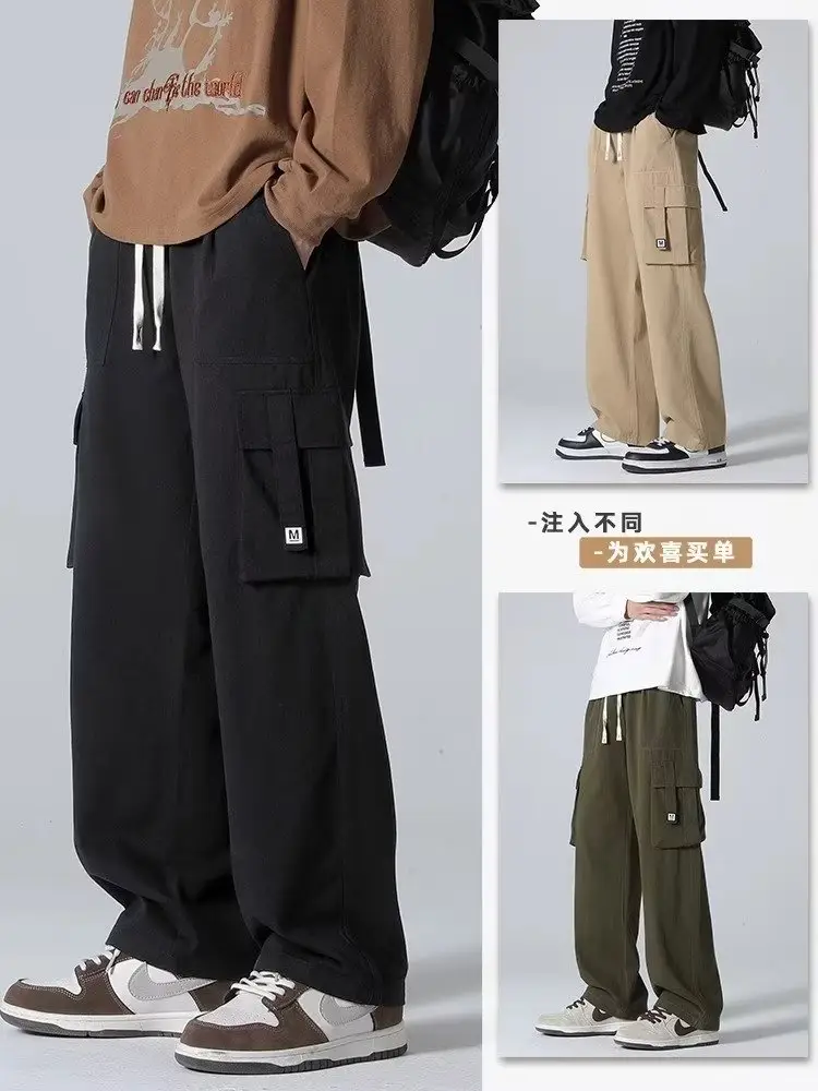 Men Green Cargo Pants Spring Summer Loose Straight Fit — feature 9