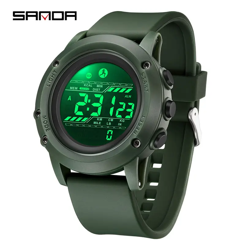 Sanda Black Digital Analog Watch with Step Counter & Calories - Image 9