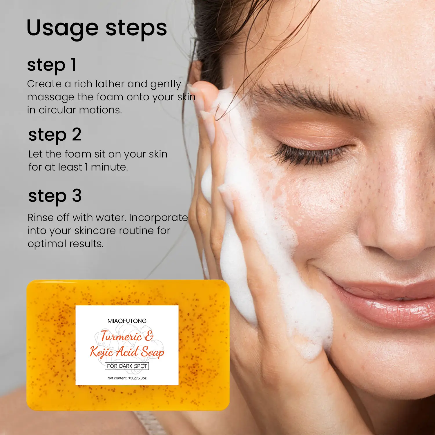 Cross-border explosions turmeric soap kojic acid soap lemon turmeric soap cleaning bath face handmade soap ginger particles soap — feature 17