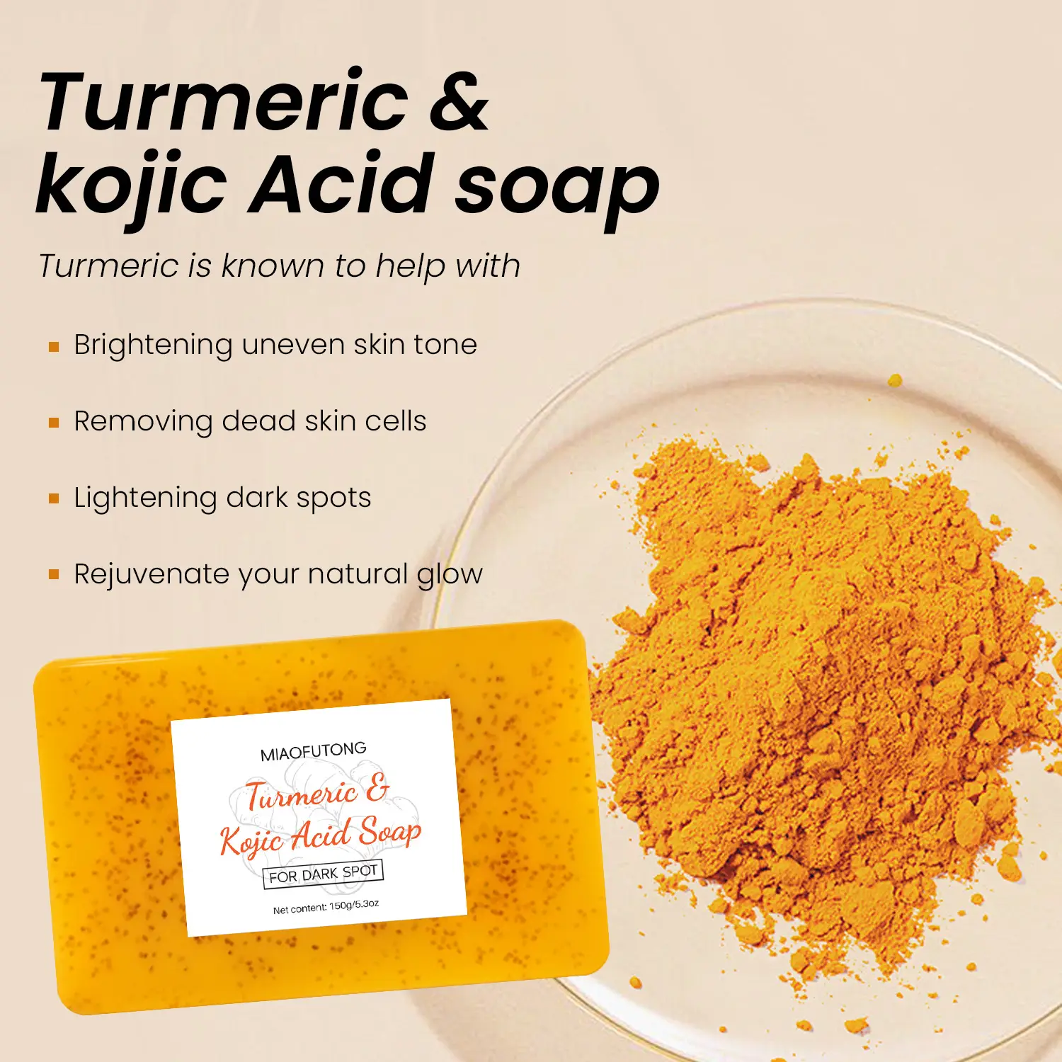 Cross-border explosions turmeric soap kojic acid soap lemon turmeric soap cleaning bath face handmade soap ginger particles soap — feature 19