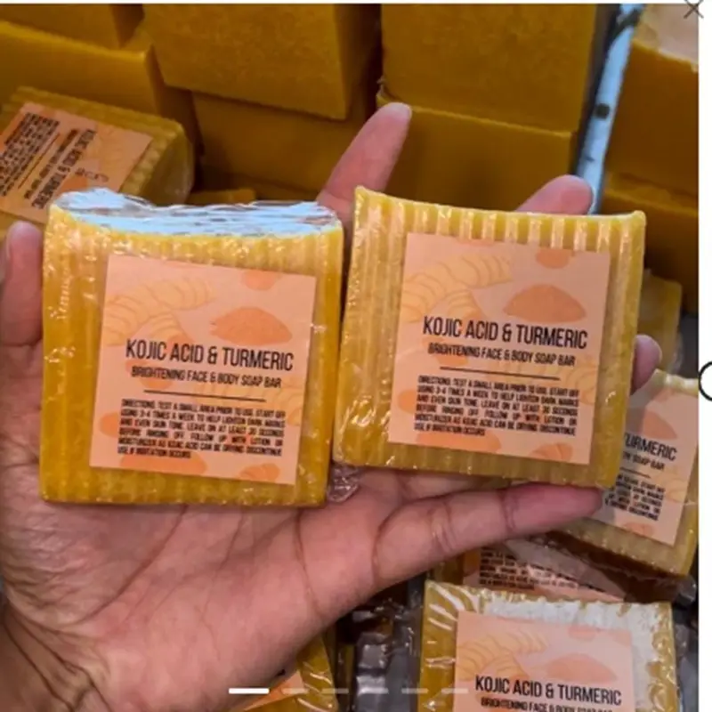 Cross-border explosions turmeric soap kojic acid soap lemon turmeric soap cleaning bath face handmade soap ginger particles soap - Image 10