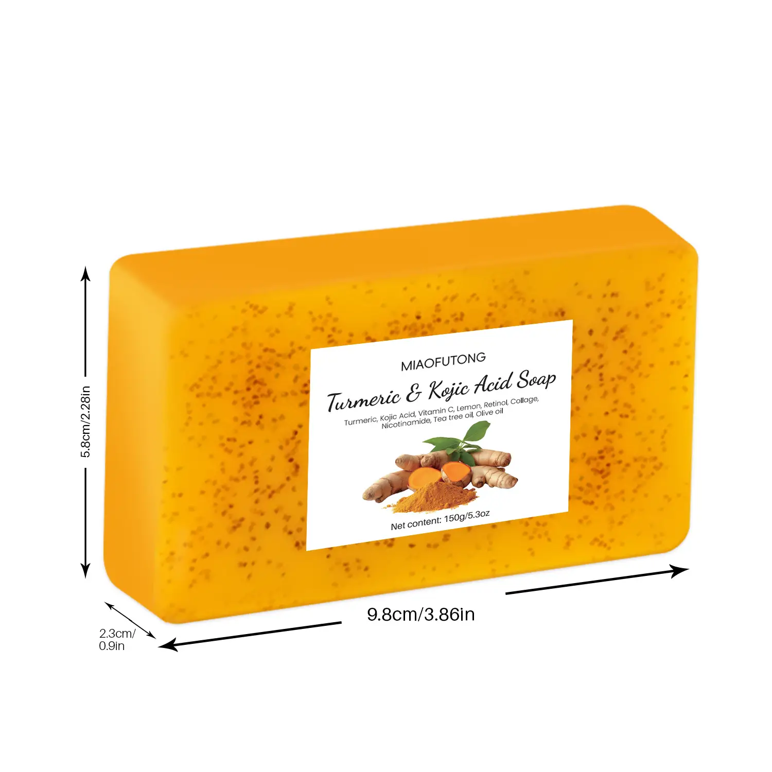 Cross-border explosions turmeric soap kojic acid soap lemon turmeric soap cleaning bath face handmade soap ginger particles soap - Image 4