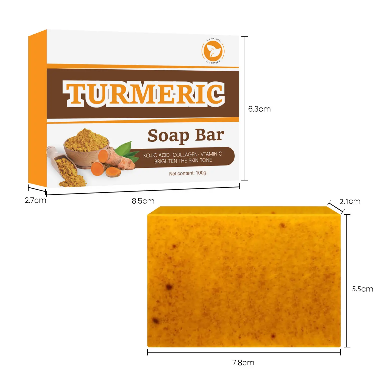 Cross-border explosions turmeric soap kojic acid soap lemon turmeric soap cleaning bath face handmade soap ginger particles soap - Image 6