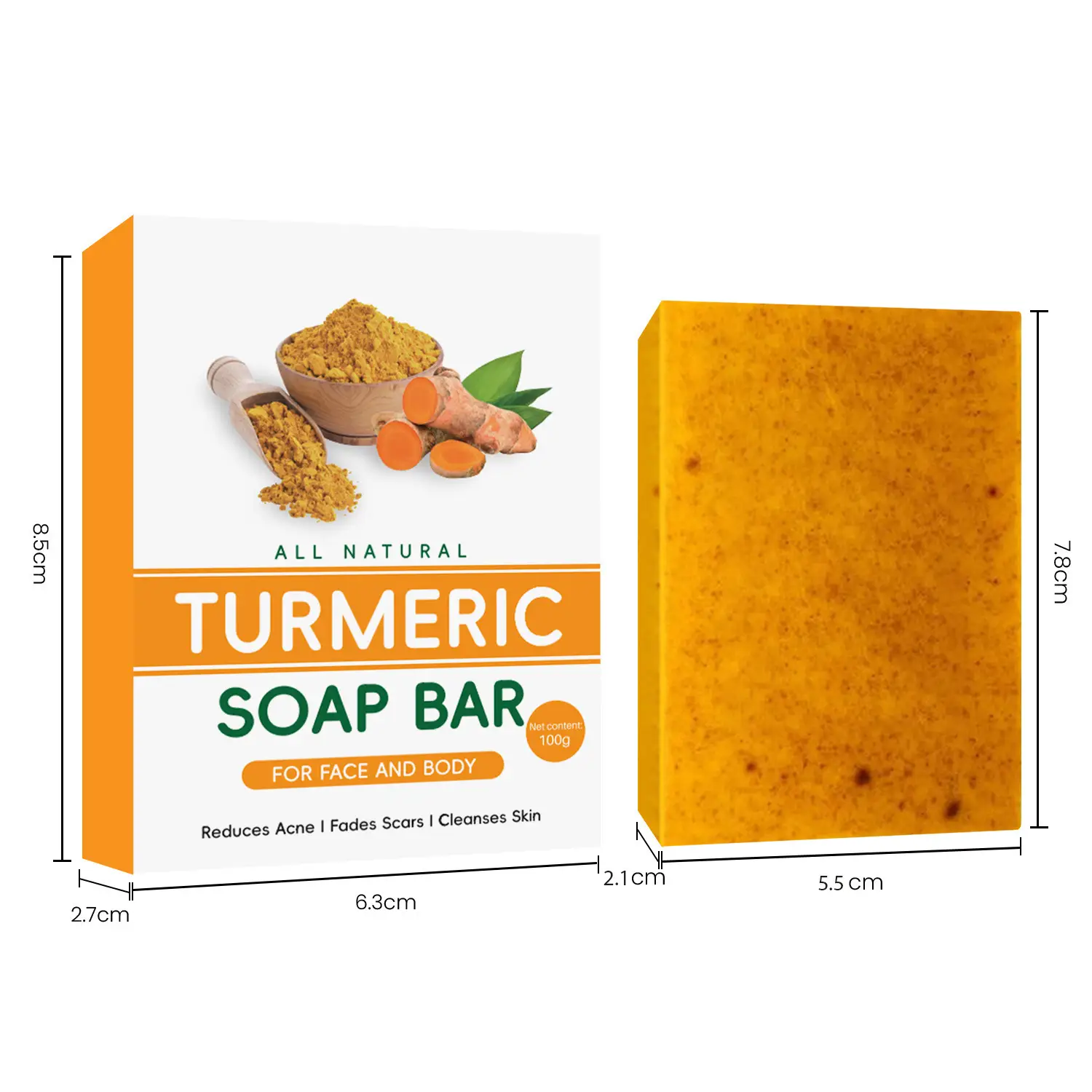Cross-border explosions turmeric soap kojic acid soap lemon turmeric soap cleaning bath face handmade soap ginger particles soap - Image 7