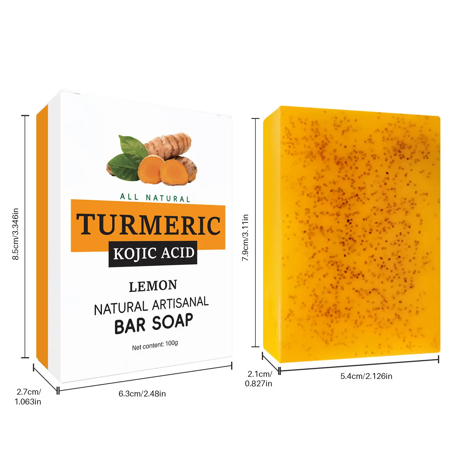 Cross-border explosions turmeric soap kojic acid soap lemon turmeric soap cleaning bath face handmade soap ginger particles soap - Image 8