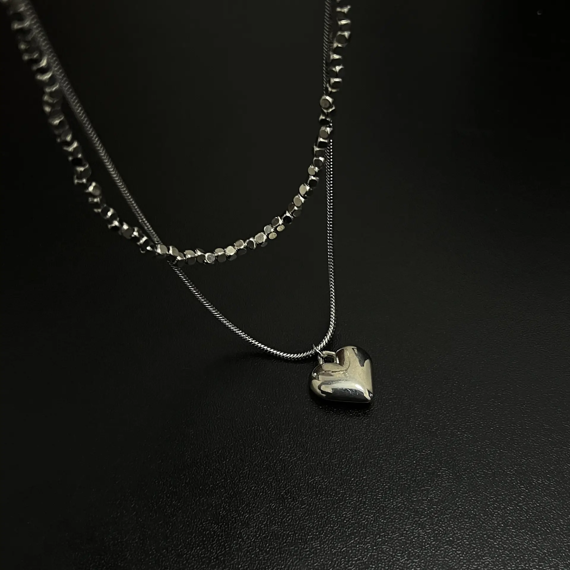 Sweet Heart Pendant Double Layer Necklace for Women - Image 2