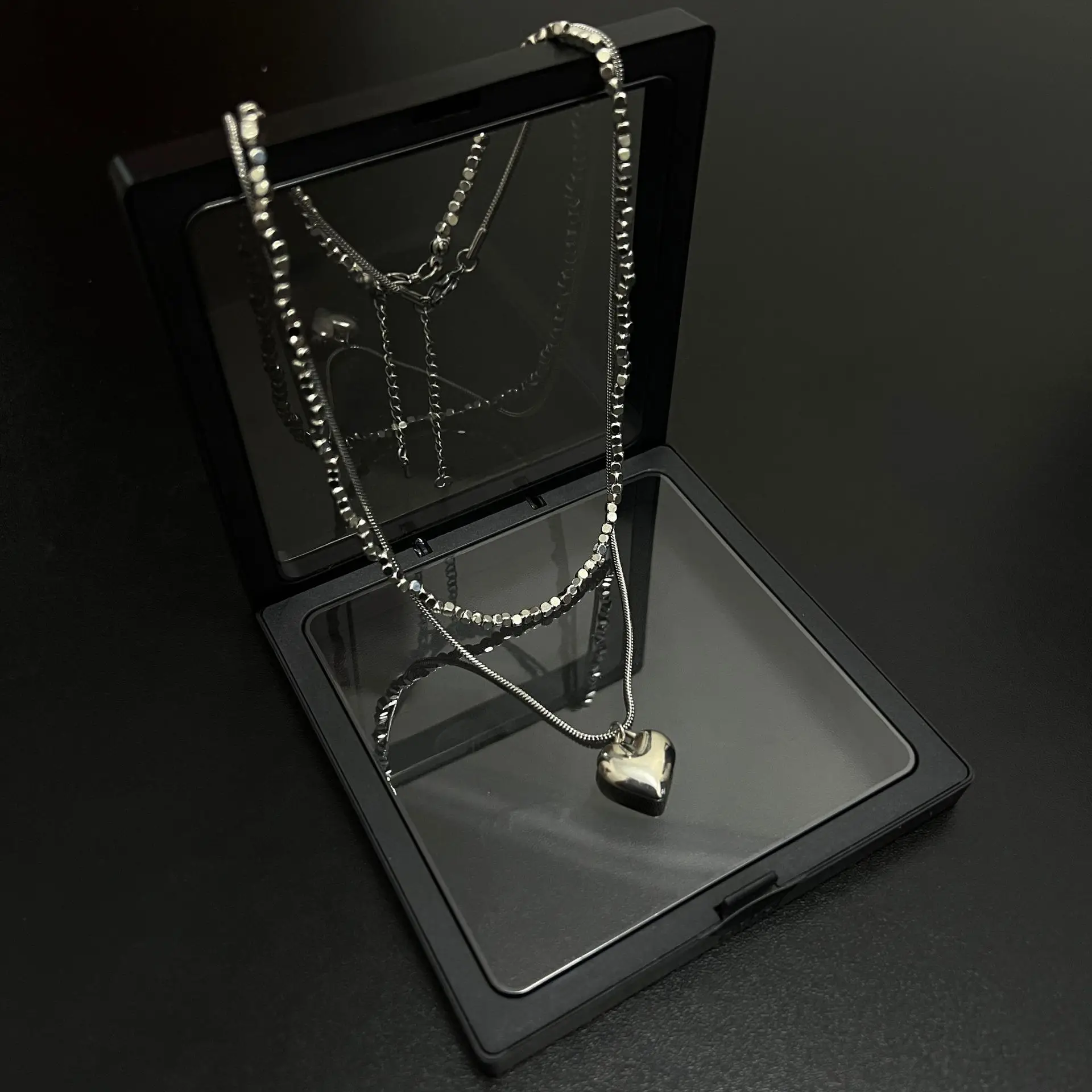 Sweet Heart Pendant Double Layer Necklace for Women - Image 4