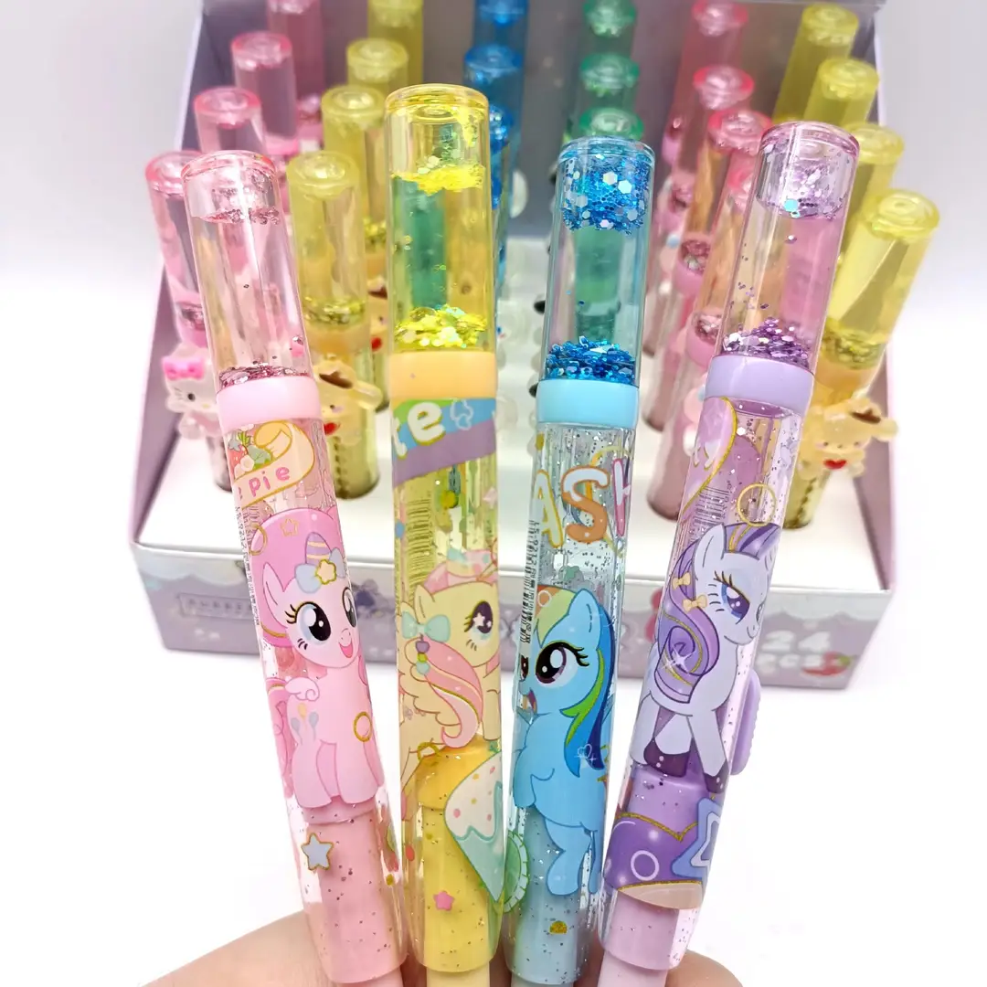 New Model Little Pony Princess Liquid Sand Eraser, Students' Favorite Creative Glitter Eraser, Clean with Less Residue, Push-Pull Eraser Supply