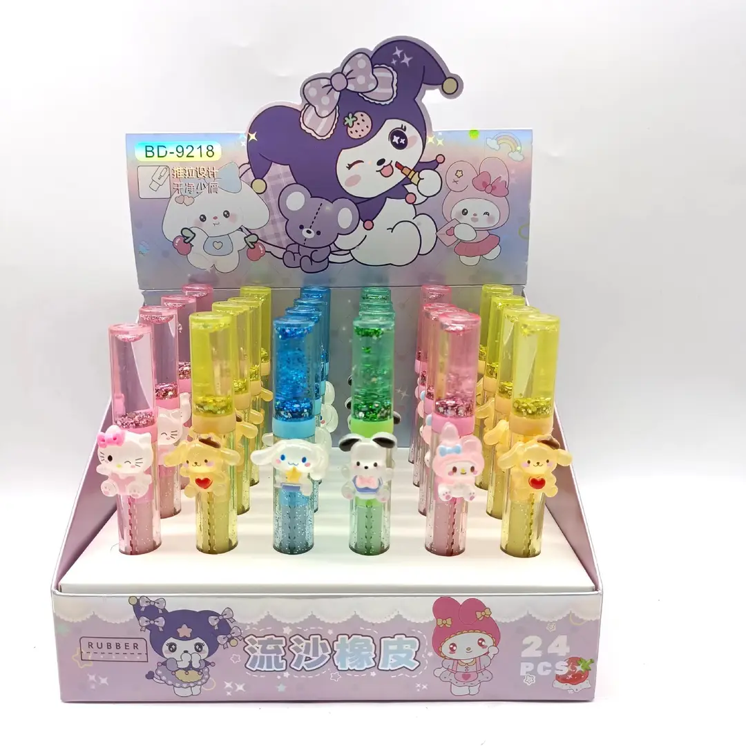 New Model Little Pony Princess Liquid Sand Eraser, Students' Favorite Creative Glitter Eraser, Clean with Less Residue, Push-Pull Eraser Supply