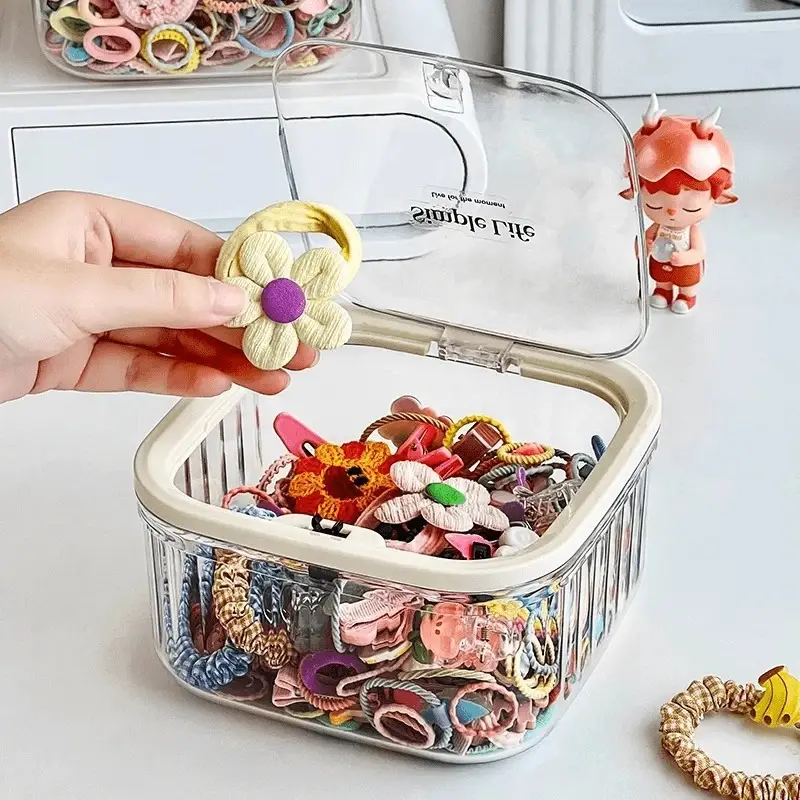 Children's Hair Accessories Storage Box Desktop Girl's Rubber Band Hair Rope Hair Clip Hair Rings Hair Band Transparent Jewelry Box - Image 5