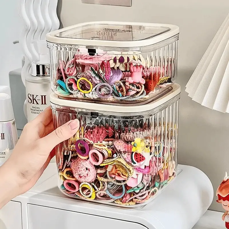 Children's Hair Accessories Storage Box Desktop Girl's Rubber Band Hair Rope Hair Clip Hair Rings Hair Band Transparent Jewelry Box - Image 7