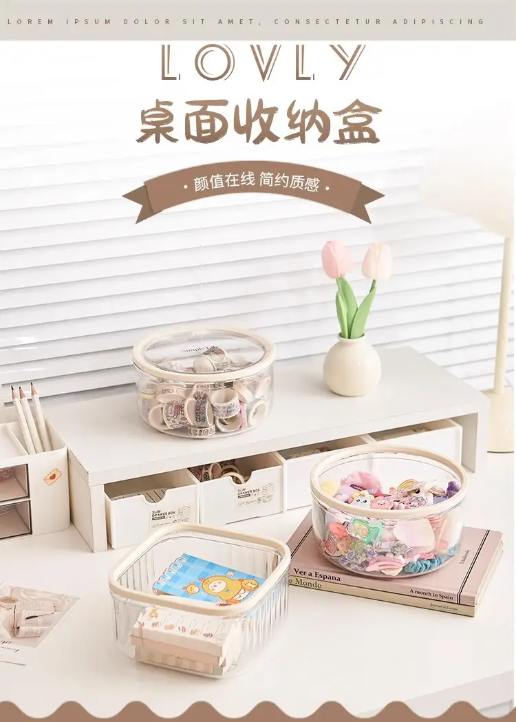Children's Hair Accessories Storage Box Desktop Girl's Rubber Band Hair Rope Hair Clip Hair Rings Hair Band Transparent Jewelry Box — feature 17