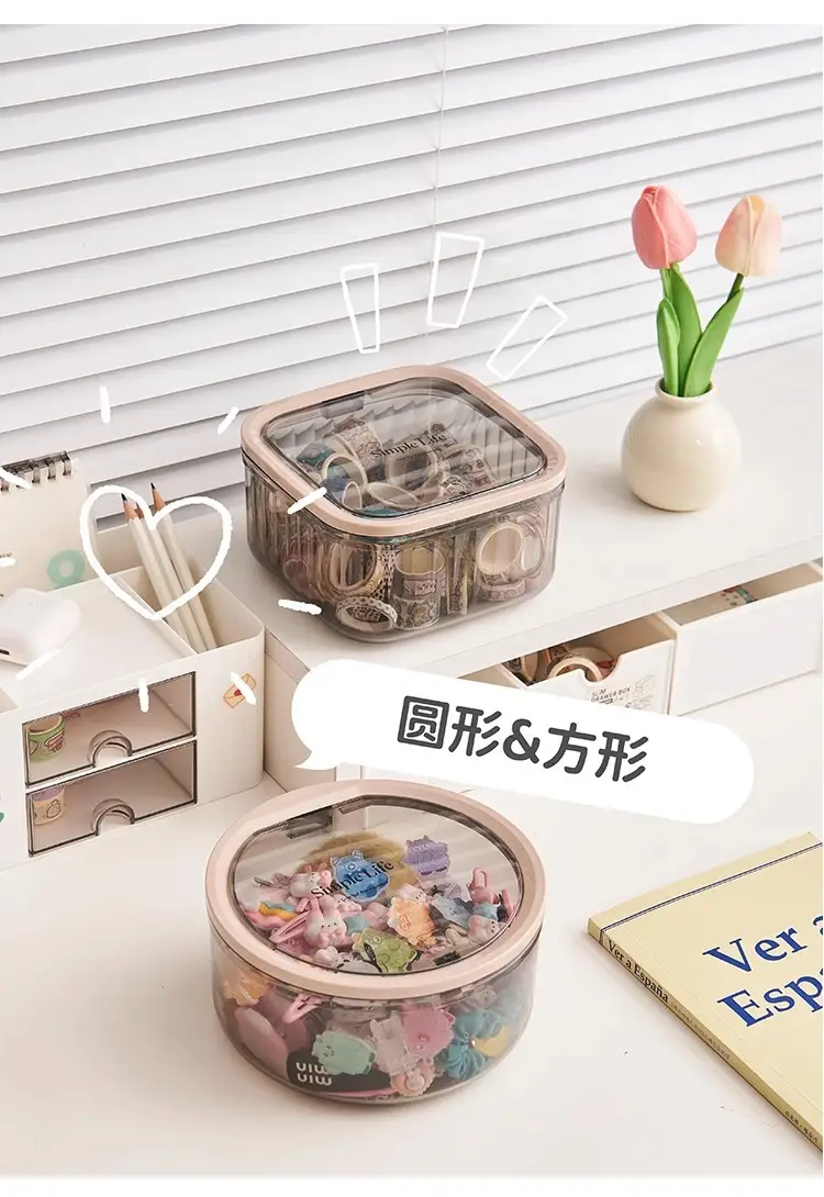 Children's Hair Accessories Storage Box Desktop Girl's Rubber Band Hair Rope Hair Clip Hair Rings Hair Band Transparent Jewelry Box — feature 26