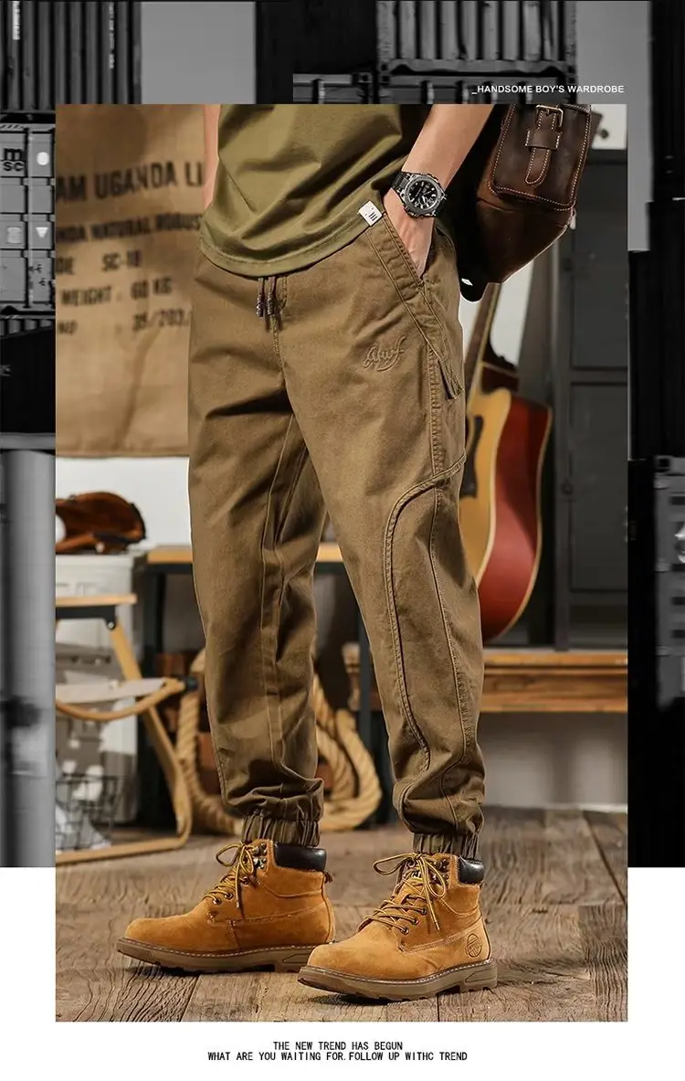 Harlan Men's Brown Slimming Leg Pants Heavy Autumn Wear — feature 1