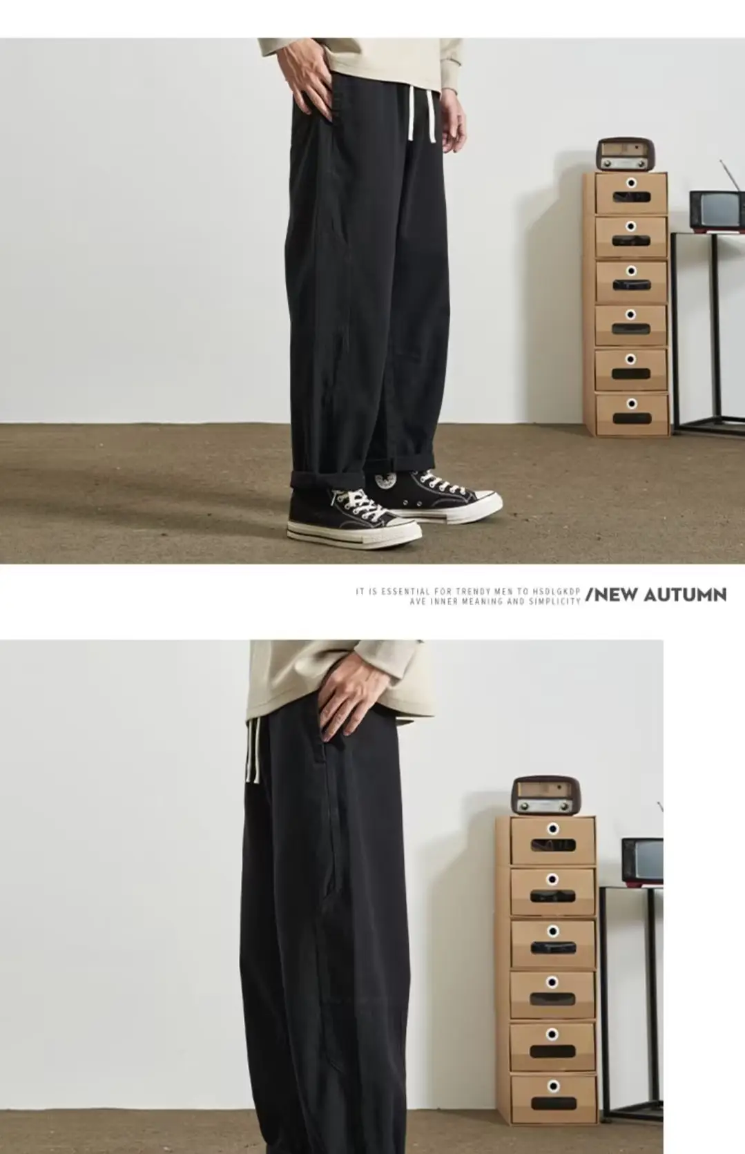 Japanese Style Loose Fit Casual Sweatpants Black — feature 16