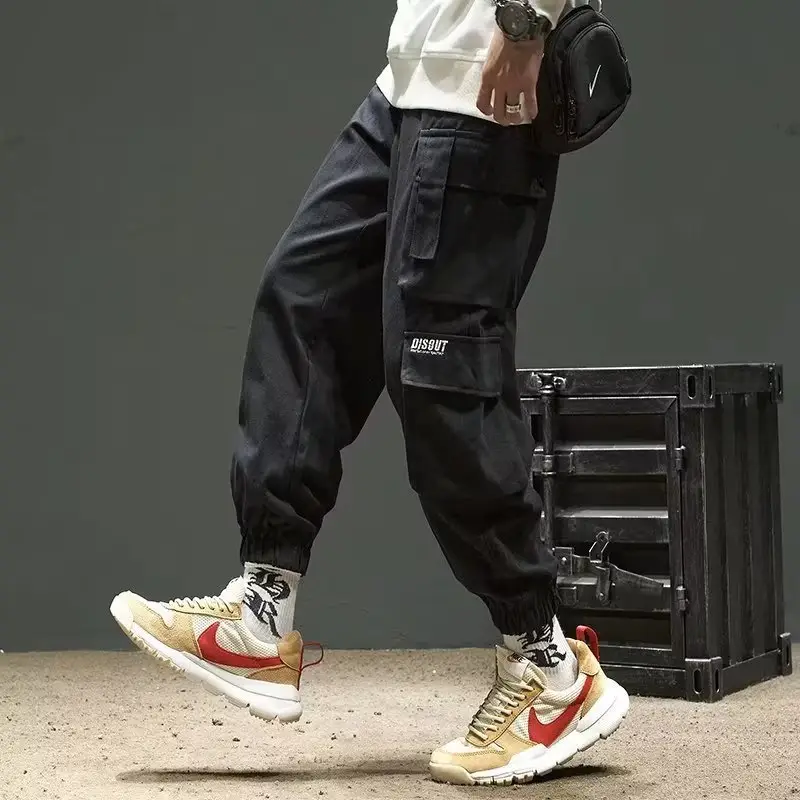Men Velvet Cargo Pants Black Large Casual Wear