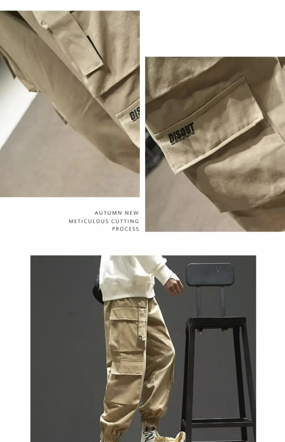 Men Velvet Cargo Pants Black Large Casual Wear — feature 11