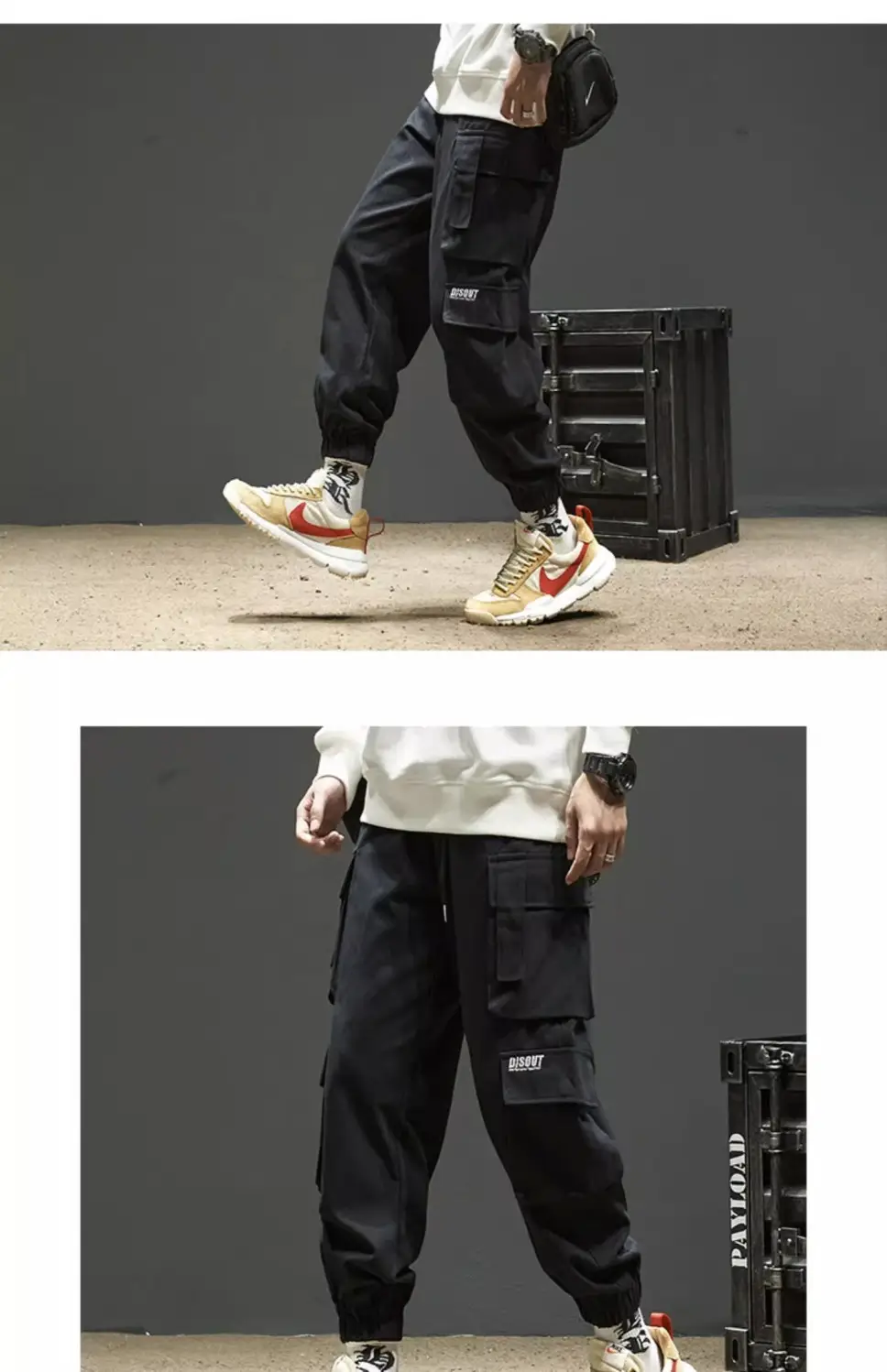 Men Velvet Cargo Pants Black Large Casual Wear — feature 15