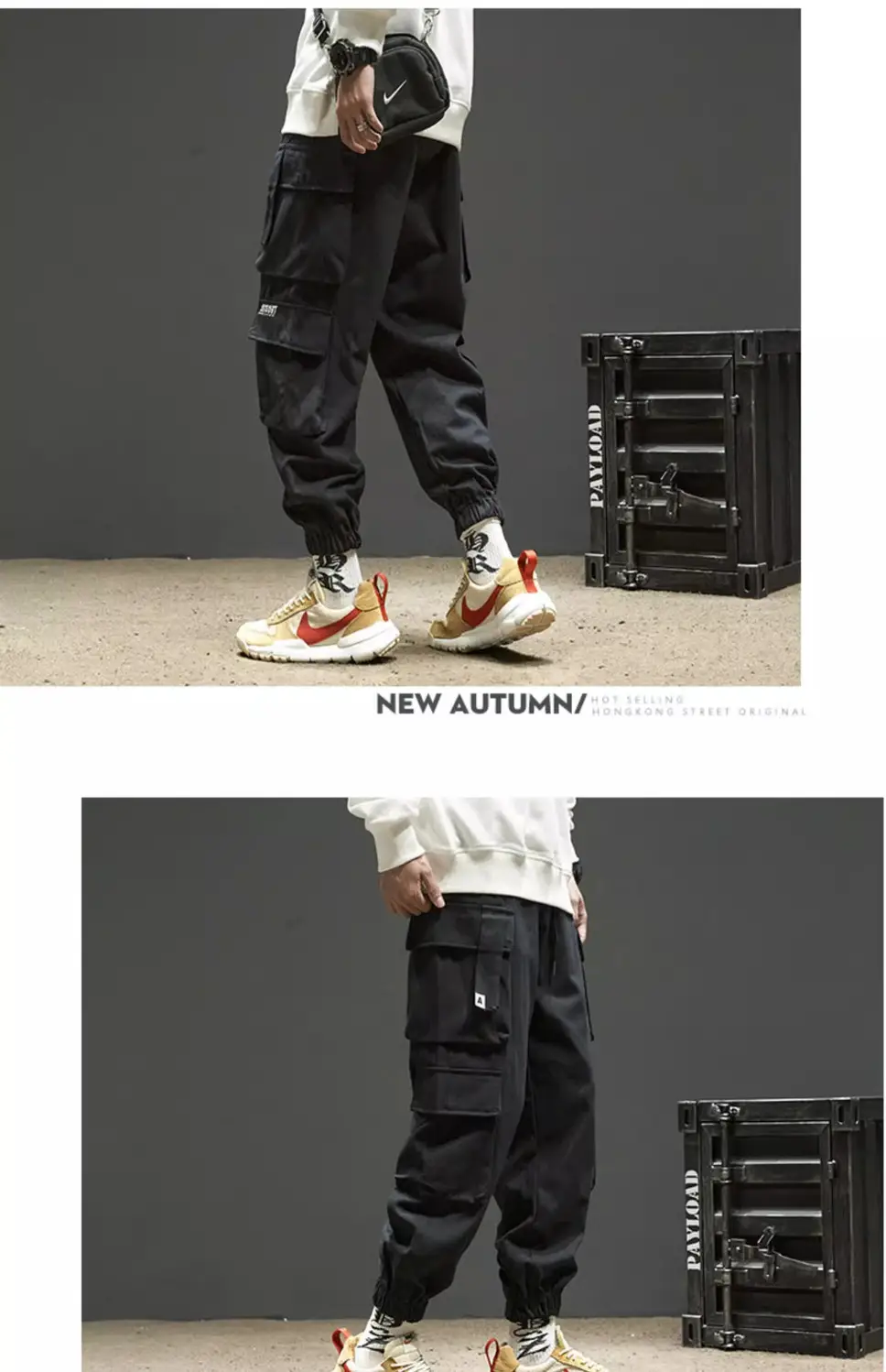 Men Velvet Cargo Pants Black Large Casual Wear — feature 18