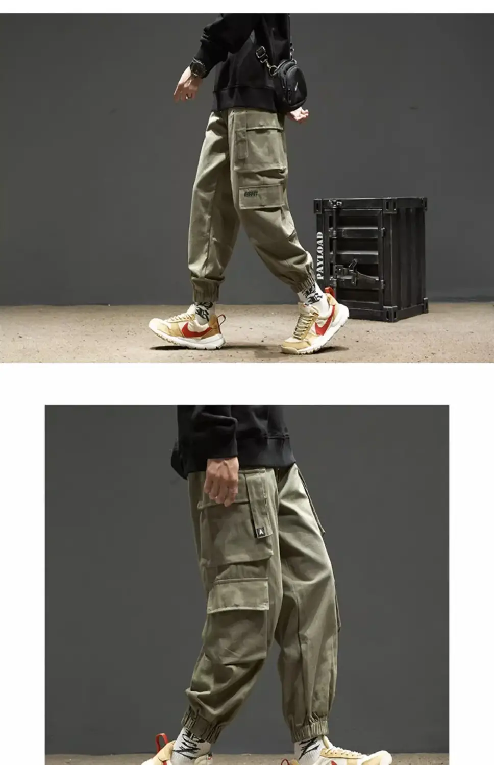 Men Velvet Cargo Pants Black Large Casual Wear — feature 24
