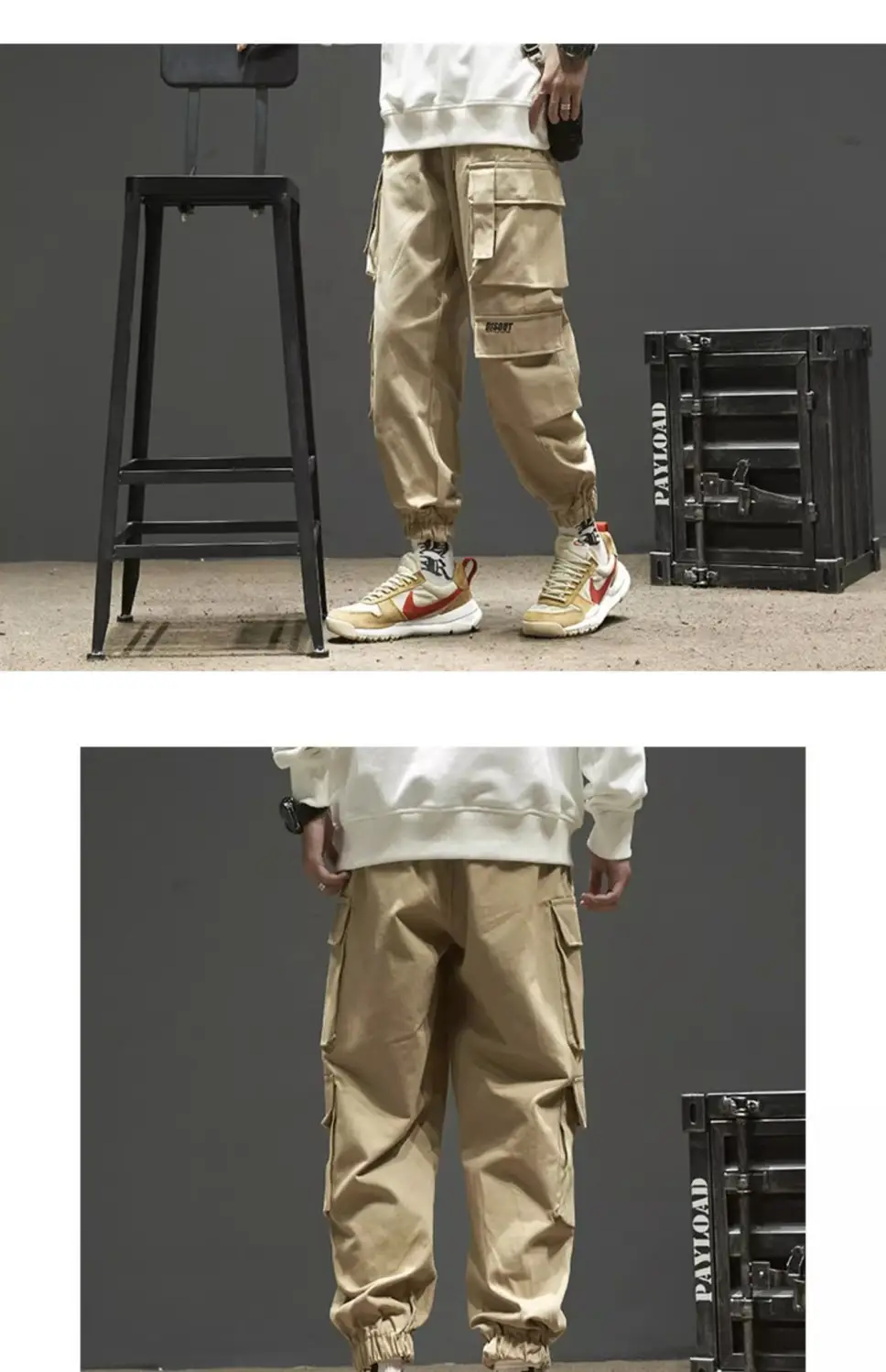 Men Velvet Cargo Pants Black Large Casual Wear — feature 6